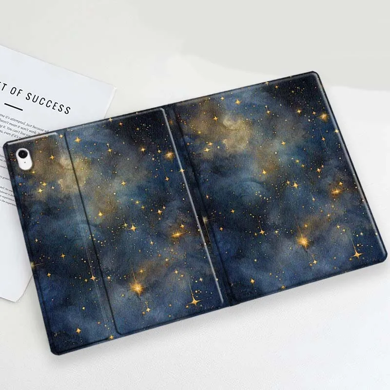 Celestial Blue Gold Starry Sky Pattern Tablet Case