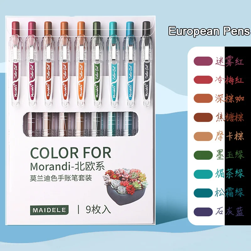 9 PCS Colored Gel Pens Set 0.5 mm Journaling Scrapbook Kawaii Ballpoint  Pens Stationery Retractable Pen Office Accessories - AliExpress