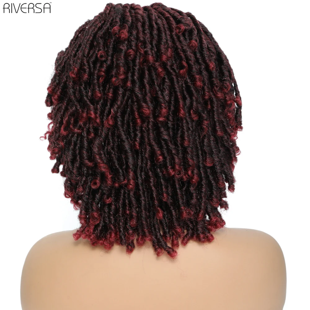 Short Ombre Headband Wig Synthetic Wigs For Black Women Faux locs Afro African Hairstyle Braided Wigs Crochet Twist Fiber Hair synthetic hair wigs