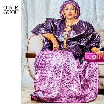 Purple First Quality Print Bazin Riche Boubou African Traditional Wedding Dress Origianl Perfumed Dashiki Basin Rich Dresses 1