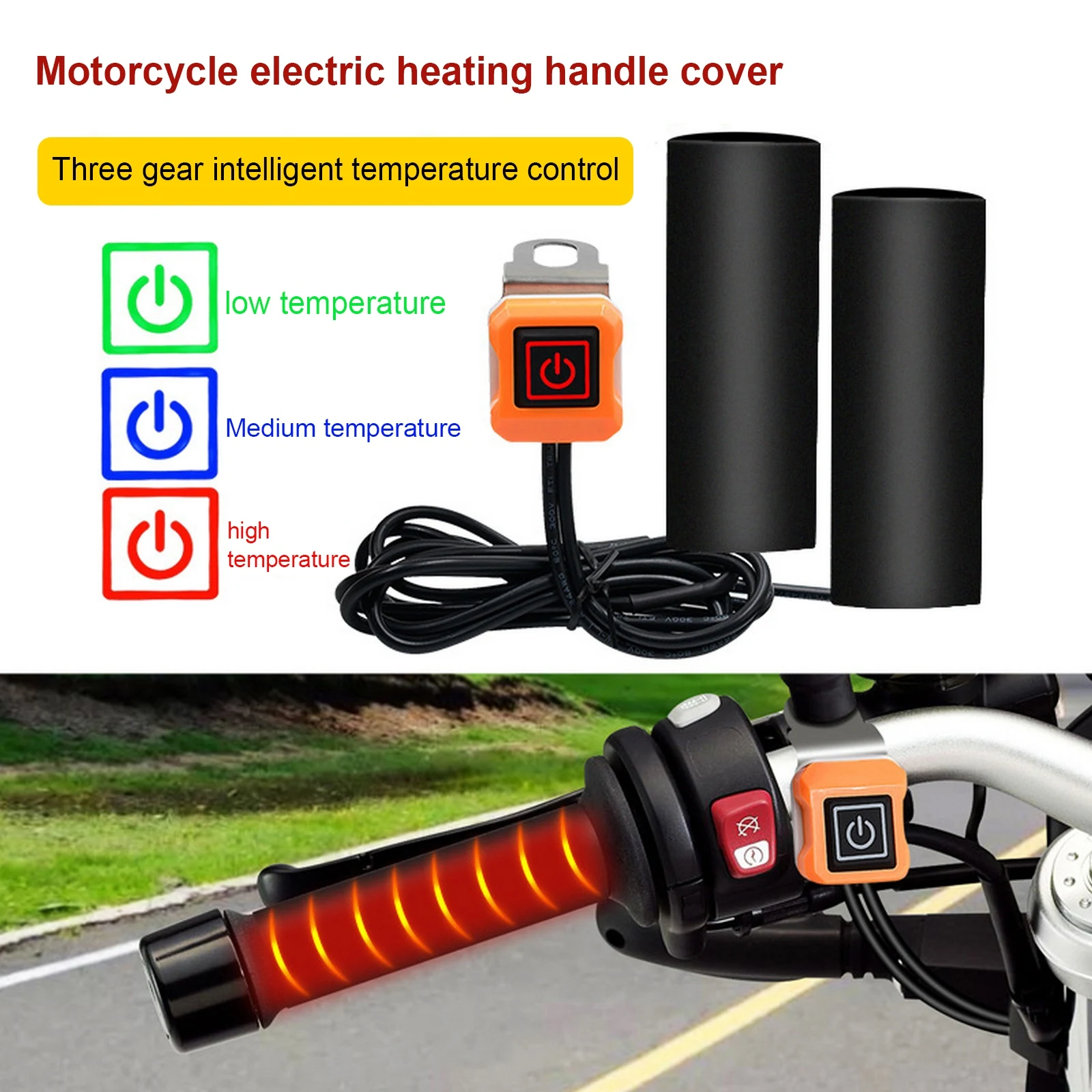 

Motorcycle Heated Grips Cover Waterproof Dustproof Temperature Adjustable Handlebar Grip Winter Electric Heated Handlebar Cover