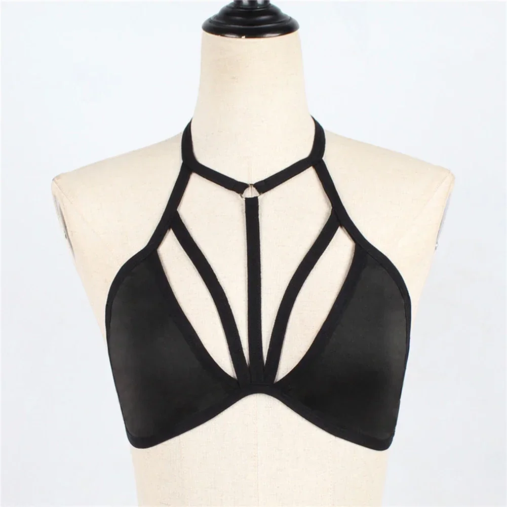 Women Fashion Sexy Hollow Out Bra Top Bralet Crop Top Blouse Tee Shirt Exotic Bandage Bra Black