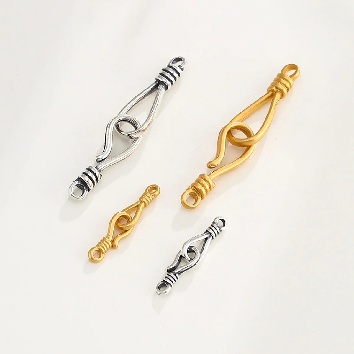 S925 Sterling Silver Retro Fish Hook Hook Silver Buckle Connectors For DIY Bracelet Necklace Jewelry Making Accessories