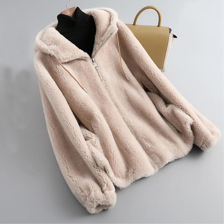 2021 Women Winter Coat Long Sleeve Hooded Lamb Wool Women Warm Jacket Coat Casaco Feminino Women Thick Coat long green puffer coat Coats & Jackets