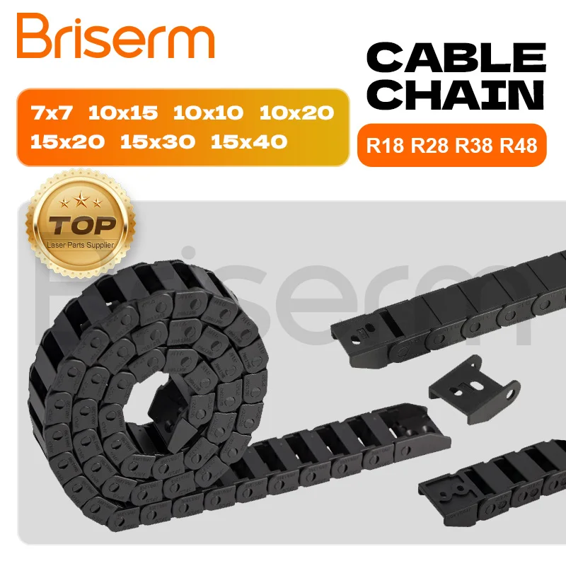 โซ่สายเคเบิล 7x7 10x15 10x10 10x20 15x20 15x30 15x40 R18 R28 R38 แบบสะพาน ไม่สามารถเปิดได้ โซ่ลากสายพลาสติกสำหรับส่งกำลัง 1