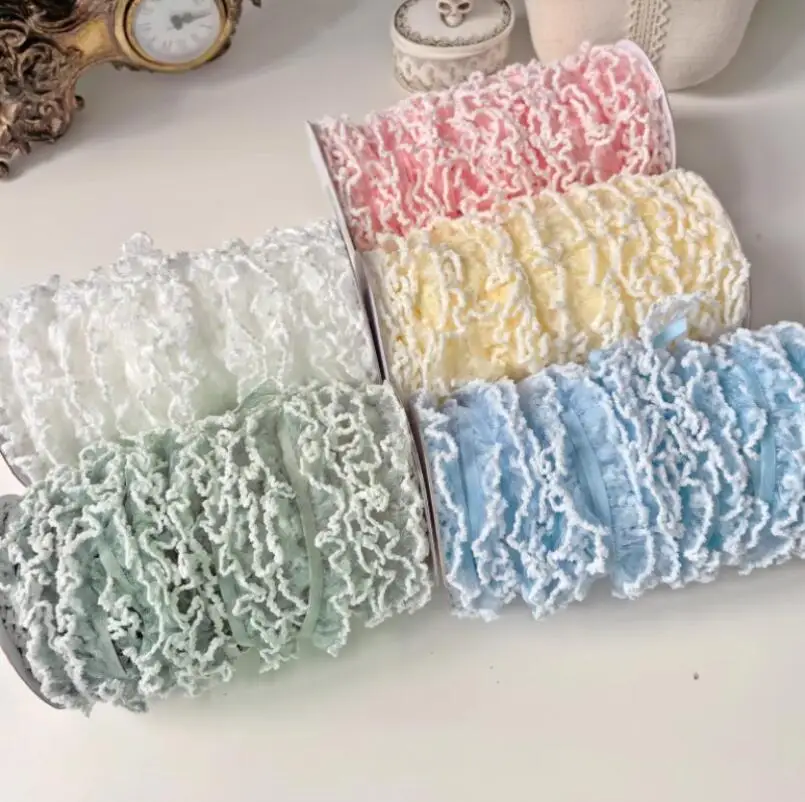 Lace Ribbon Lace Fabric Lace Sewing Accessories Lace Sewing Supplies Lace Accessories Lace Garment Accessories 2 Meters Apparel Sewing DIY Elastic Ruffle Lace Trim Pleated 2cm
