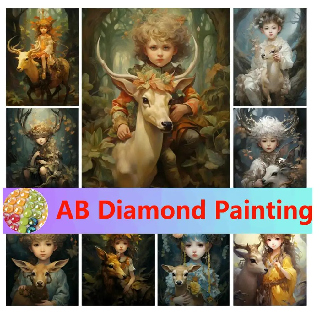 

Diamond Painting New Collection Forest Kid Deer 5D Diy Full Rhinestone Embroidery Animals Mosaic Picture Wall Decor