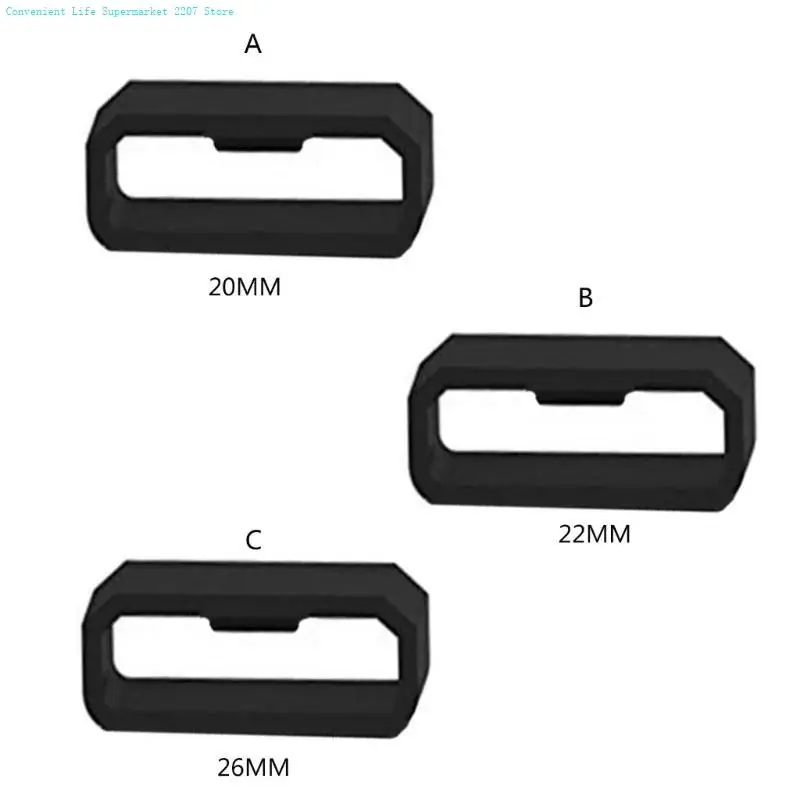 5Pcs 20/22/26mm 고무 시계 밴드 블랙 스트랩 루프 링 실리콘 시계 밴드 액세서리 홀더-Garmin Fenix7 7X 6X 6 5x5