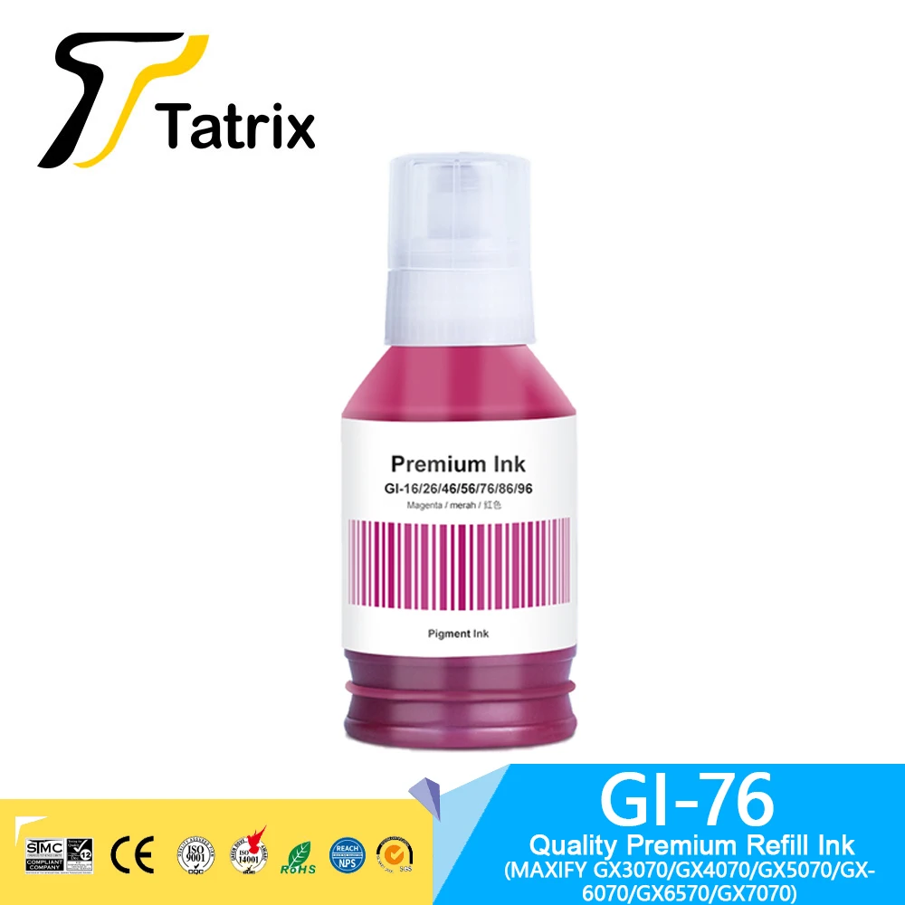 Tatrix GI 76 GI76 GI-76 Premium Compatible Refill Ink for Canon MAXIFY GX3070/GX4070/GX5070/GX6070/GX6570/GX7070 Printer