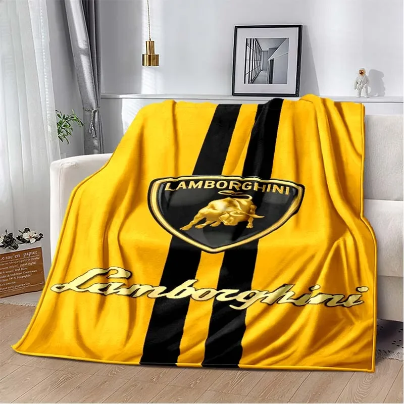 

Fashionable luxury sports car logo L-Lamborghini-i plush blanket home sofa bed decoration portable warmth gift blanket
