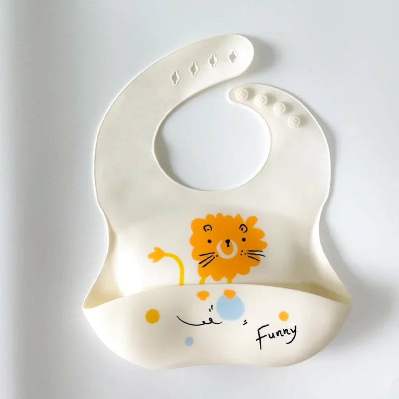 Baby Lunch Apron 1PC Toddler Silicone Bibs Waterproof Saliva Cartoon Feeding Bib