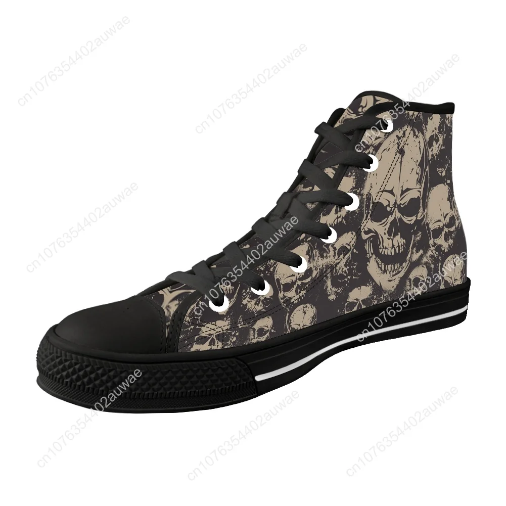 Men's Vulcanized Shoes Classic Superstar High Top Canvas Shoes Gothic Skull Print Men Flats Sneakers Chaussure Homme