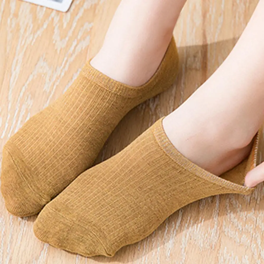 

Summer Socks Women's Low-cut Anti-skid Cotton Boat Socks with Silicone Elastic Solid Color Soft Anti-slip for Four Seasons