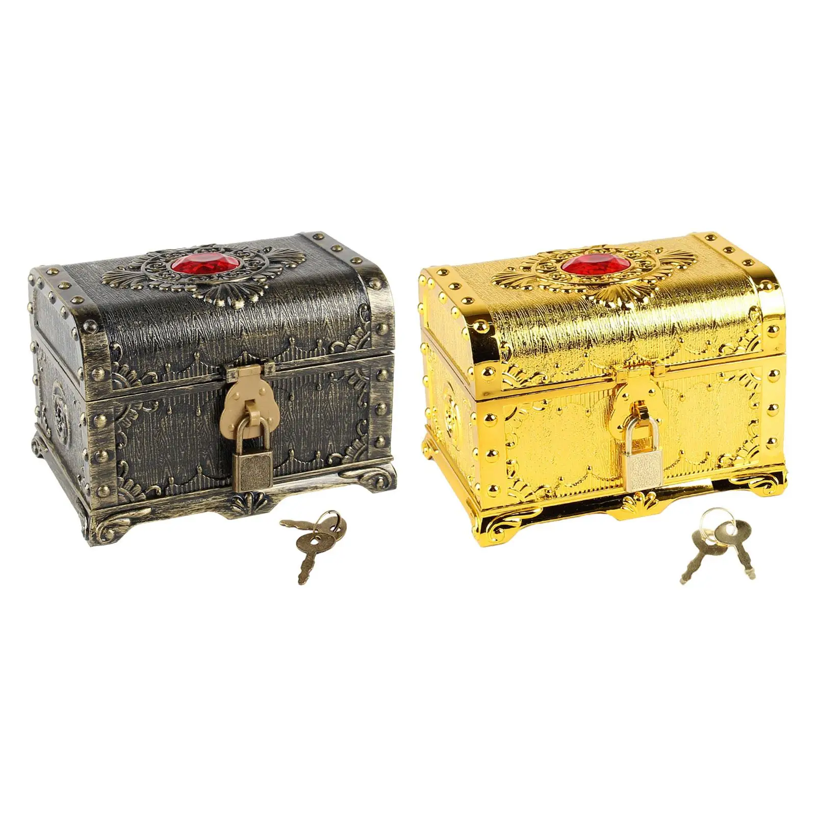 Pirate Treasure Chest with Lock Antique Color Kids Storage