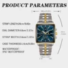 2025 New Luxury Square Sport Man Wristwatch Waterproof Luminous Chronograph Quartz Men's Watches Stainless Steel Men Watch Reloj 6