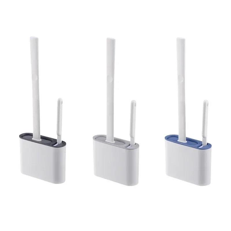 

Silicone TPR Toilet Brush and Holder Toilet Bowl Brush with Holder Set Wall Hanging Toilet Brush Silicone Bristles for Floor
