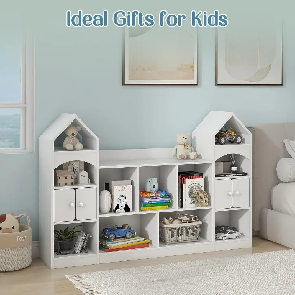 Bookcase and Toy Storage Cabinet, Children Bookshelf, Castle Shape, Playroom Furniture Multipurpose Shelf for Toddlers 5