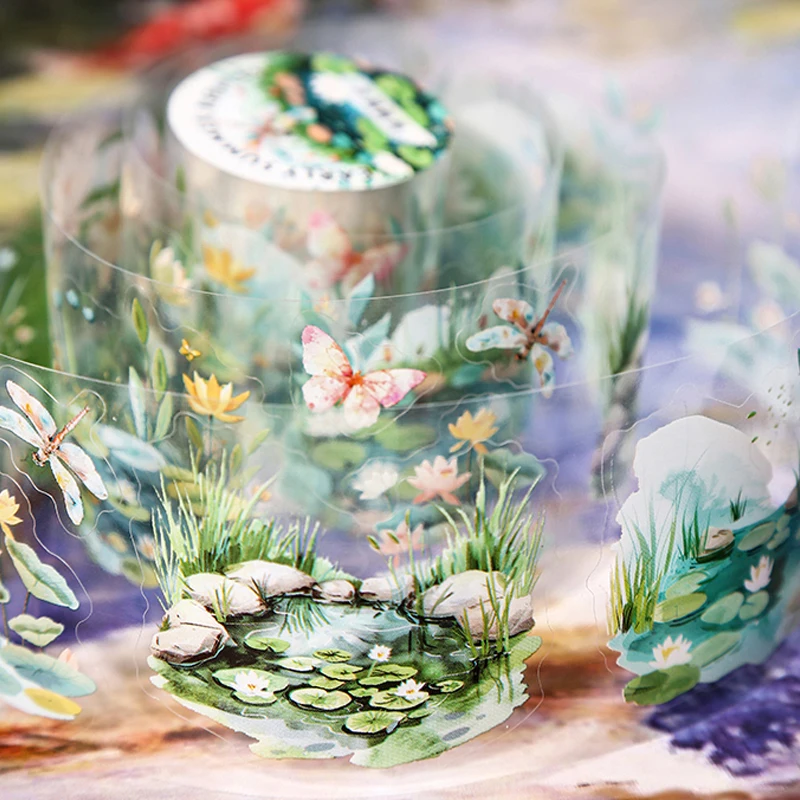 Mr Paper 4rolls/bag Early Summer Ripples series pond themed die-cut tape washi tapes cute stationary supplies tape sticker