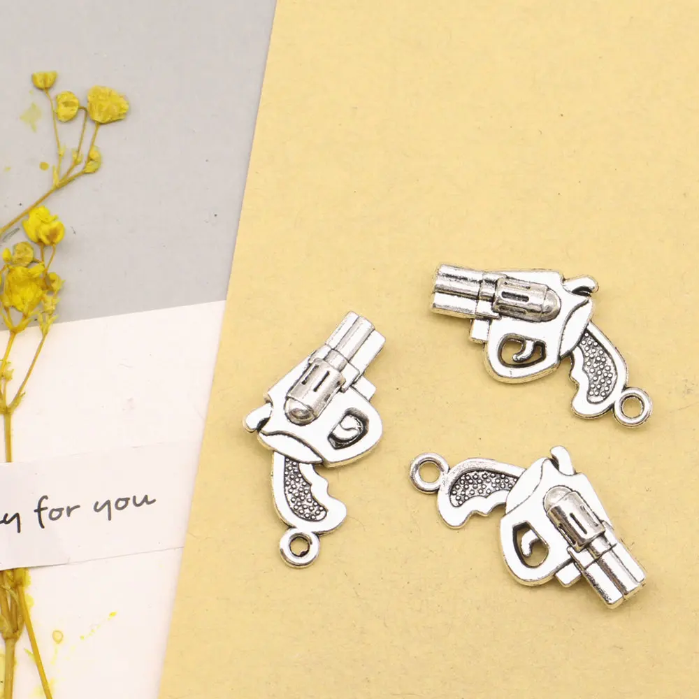 

3pcs 16x29mm Guns Charms Pendant For Necklace Make Accessories Trendy Jewelry Antique Silver Color