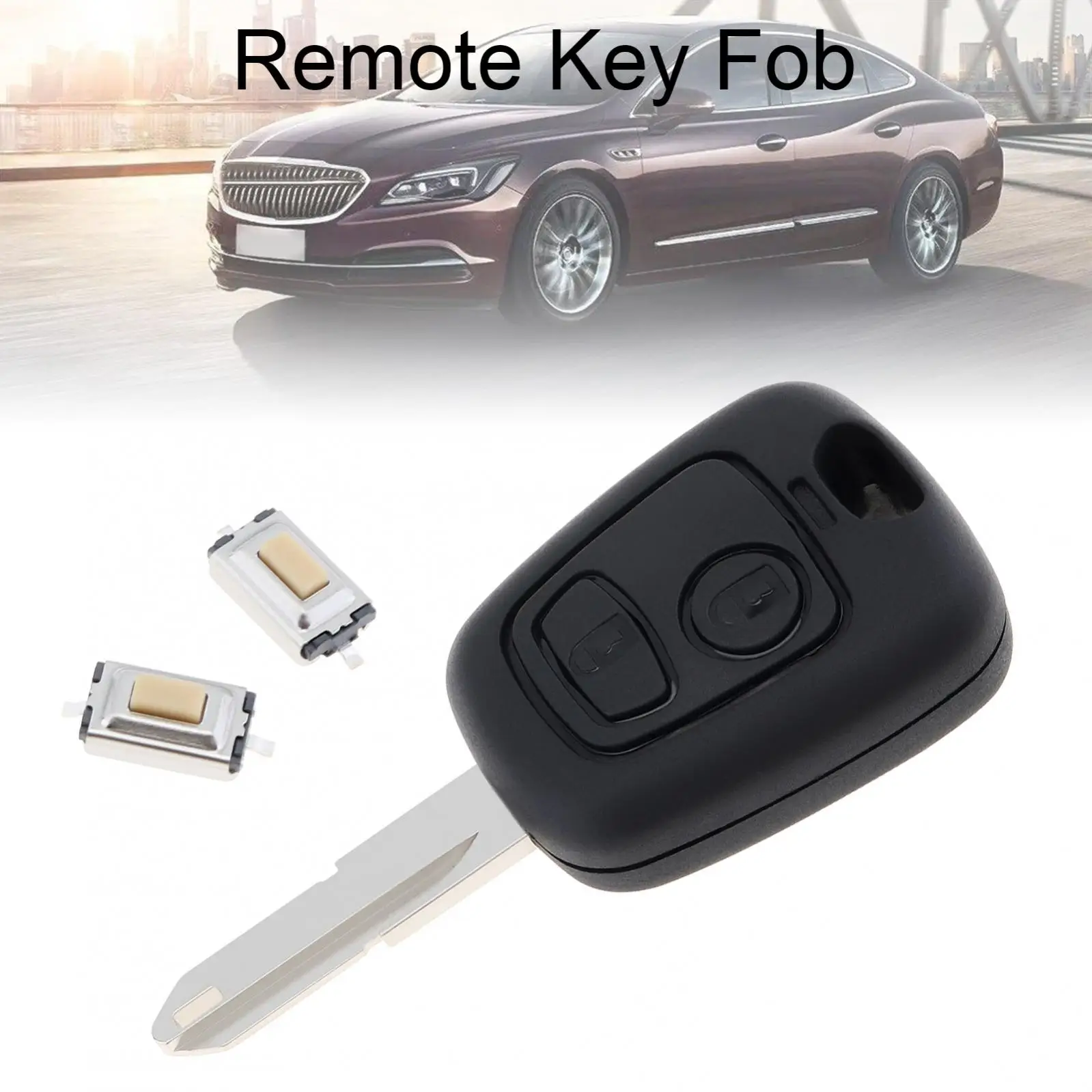 2 Buttons Remote Car Key Shell Fob Key Case Cover with 206 Blade Micro Switches Fit for Peugeot 106 107 206 207 306 307 406 407