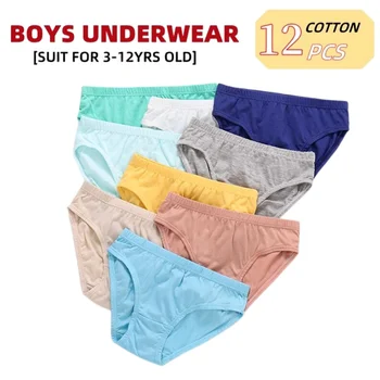 12 pz/lotto colore puro ragazzi ragazze mutandine biancheria intima di cotone pantaloncini slip per bambini vestiti pantaloni per bambini 1