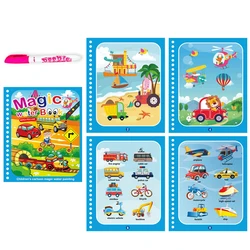 Magical Reusable Montessori Water Drawing Book (4 with a pen)