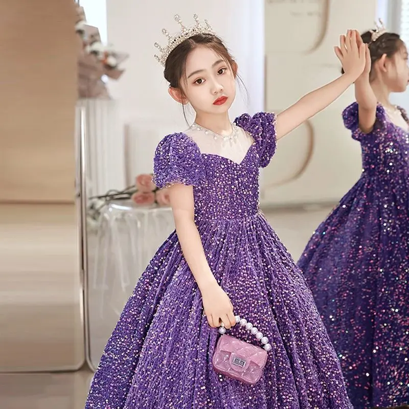 Little Girls Birthday Party Gown Kids Sparkle Sequin Puffy Princess  Halloween Dress Teen Girls Elegant Evening Long Prom Dresses - AliExpress  1501