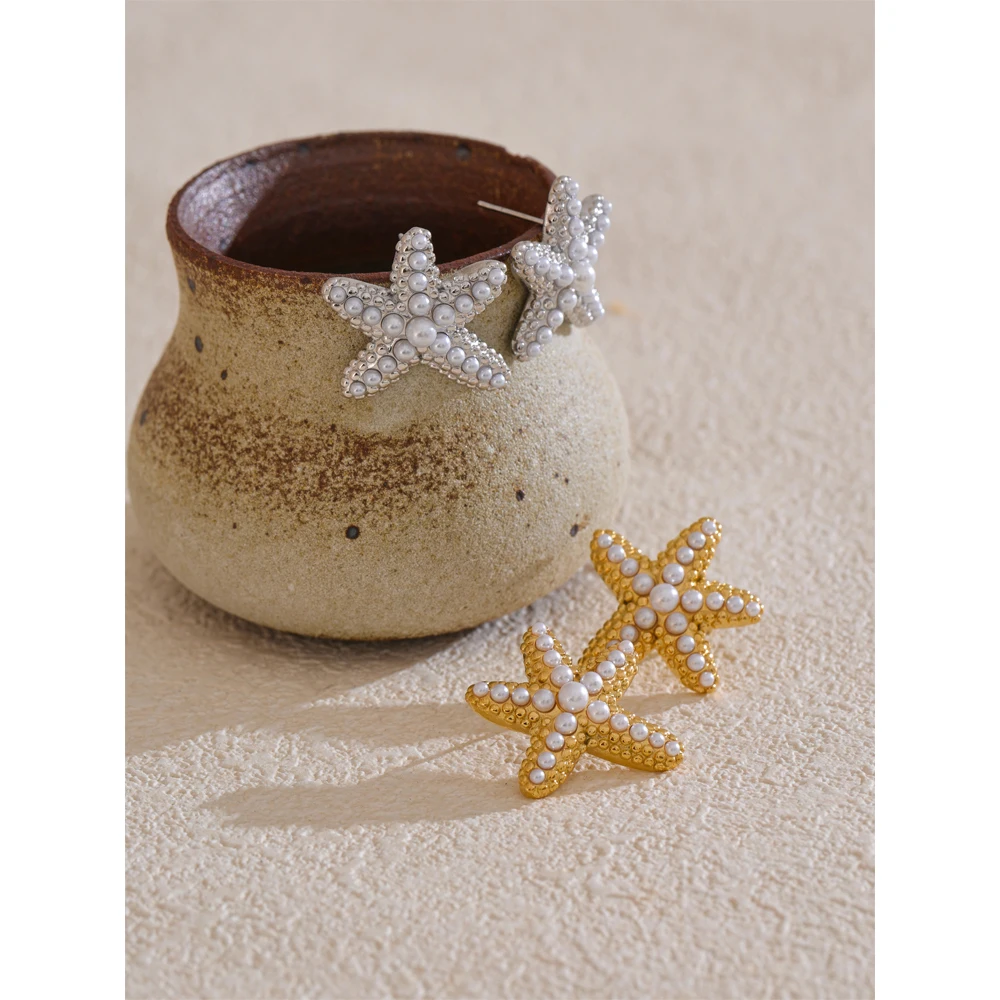 Yhpup Imitation Pearls Stud Earrings Summer Holiday Beach