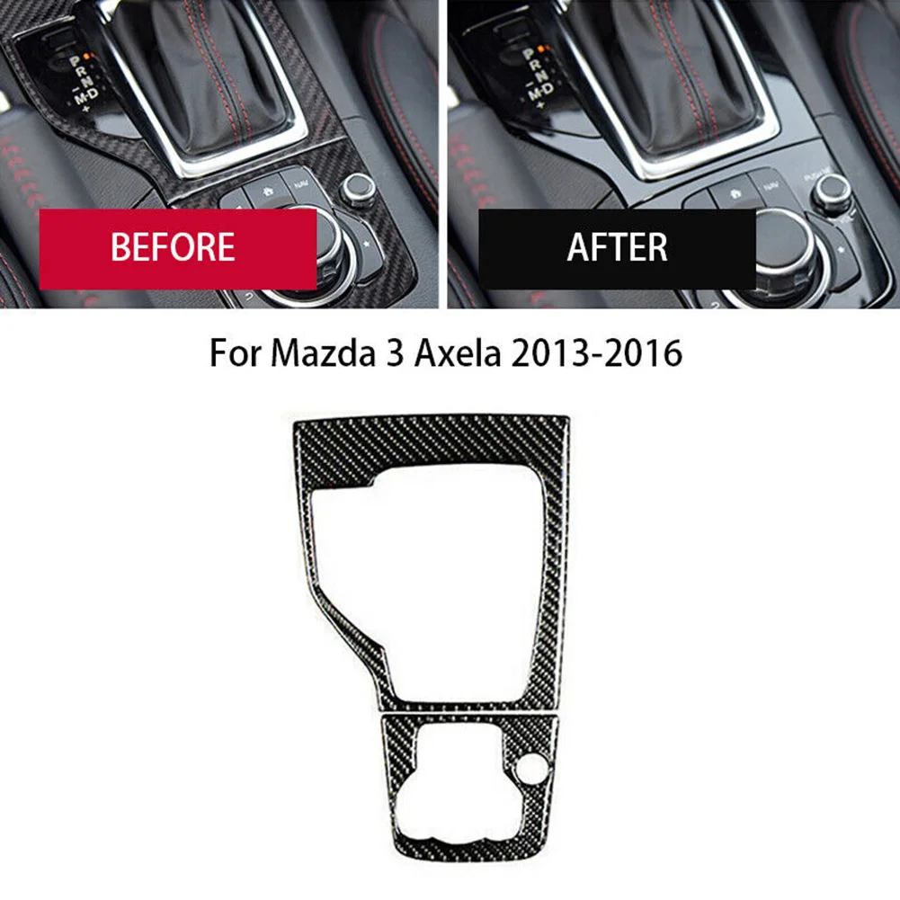 2 PCS Carbon Fiber Car Gear Shift Panel Frame Cover Trim Fit For Mazda 3 Axela 2013 2014 2015 2016 Car Replacement Accessories