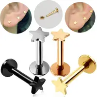 1PC Titanium Steel Ear Tragus Cartilage Helix Daith Piercing Stud Earrings for Women Star Moon Labret Piercing Lip Nose Ring 16G 1