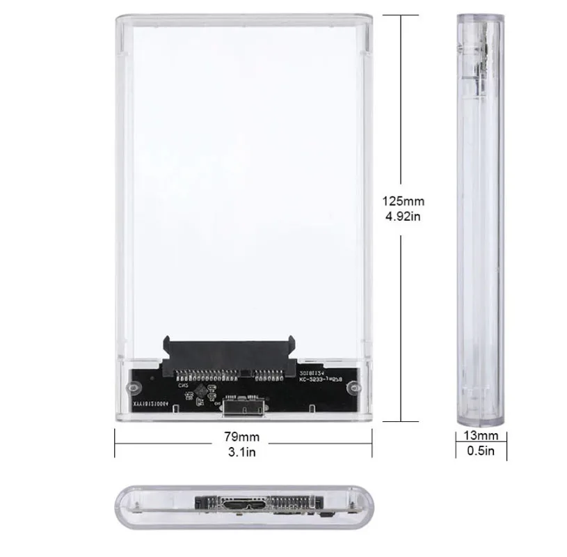 Caixa de Disco Rígido Ssd Transparente Usb 3.0 Sata Case Gabinete Tipo-c 3.1 Telefone Móvel Externo Micro Cabo 25 - Imagem 4