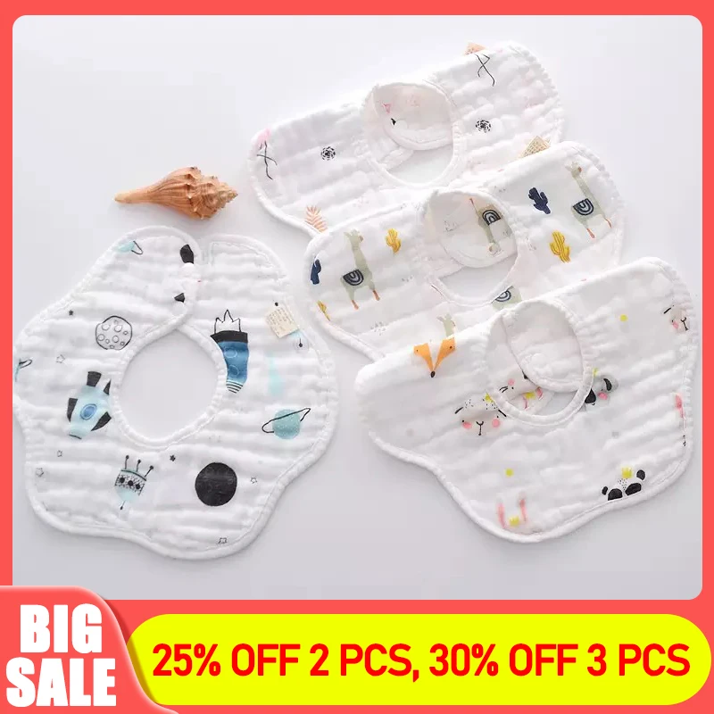 Cotton Gauze 360° Rotating Petal Bibs Rice Pocket Baby Cotton Saliva Towel 3 5 10pcs mother and baby supplies saliva towel gauze baby gauze handkerchief small square towel face washing towel bibs stuff