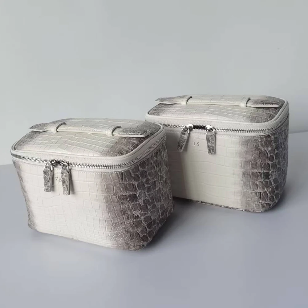 Luxury Embossed Crocodile Leather Makeup Bag Travel Toiletry Organizer Portable Cosmetic Pouch Women Storage Practical Durable 6