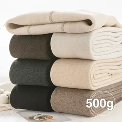 Waist Thickened Cotton Elastic Slim Solid Oatmeal Leggings Women Winter Women Leggings Velvet Warm Skinny Pants with Socks High