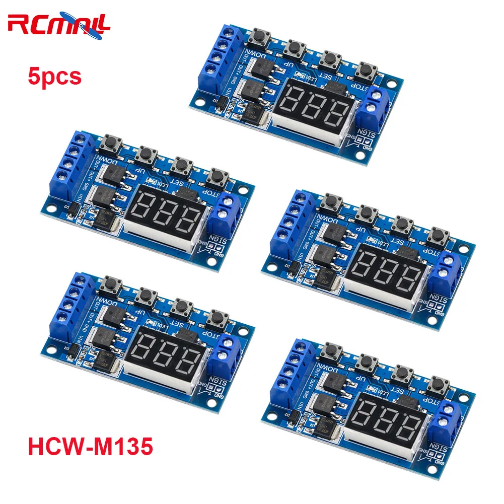 

5Pcs DC 12V 24V Dual MOS LED Digital Time Delay Relay Trigger Cycle Timer Delay Switch Circuit Board Timing Control Module