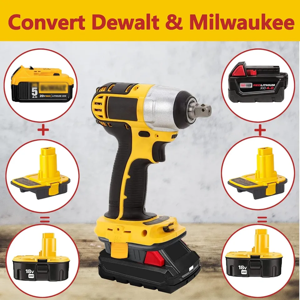 Battery Adapter DM18D With USB Convert For DeWalt 20V & For Milwaukee M18 Lithium Battery To NiCad & NiMh Battery Tools