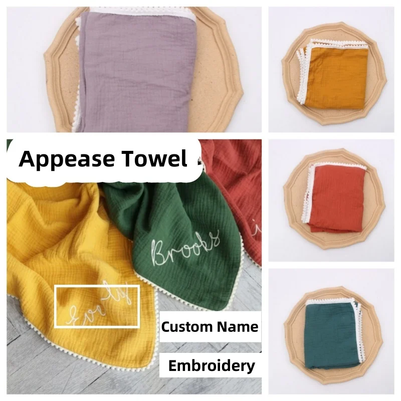 

Newborn Baby Bath Towel Custom Name Soft Absorbent Gauze Baby Towel Kids Feeding Bibs Burp Cloths Washcloth