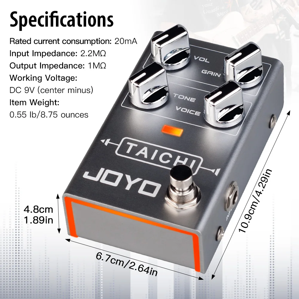 JOYO R-02 TAICHI Low Gain Overdrive Guitar Effect Pedal OD