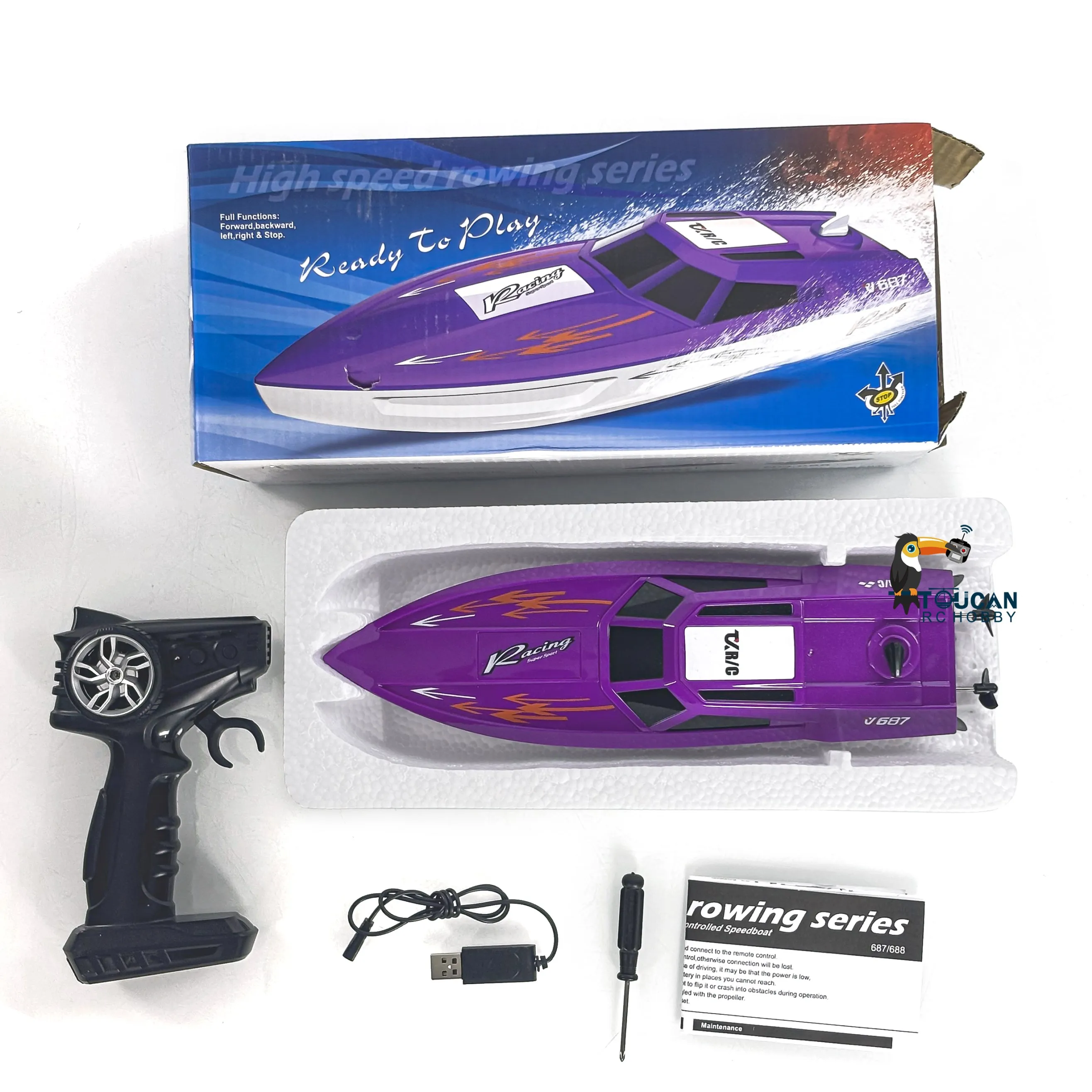 RC RTR 보트 전기 레이싱 선박, 무선 제어 고속 선박 모델 선물, 어린이 성인용 장난감, 2.4Ghz