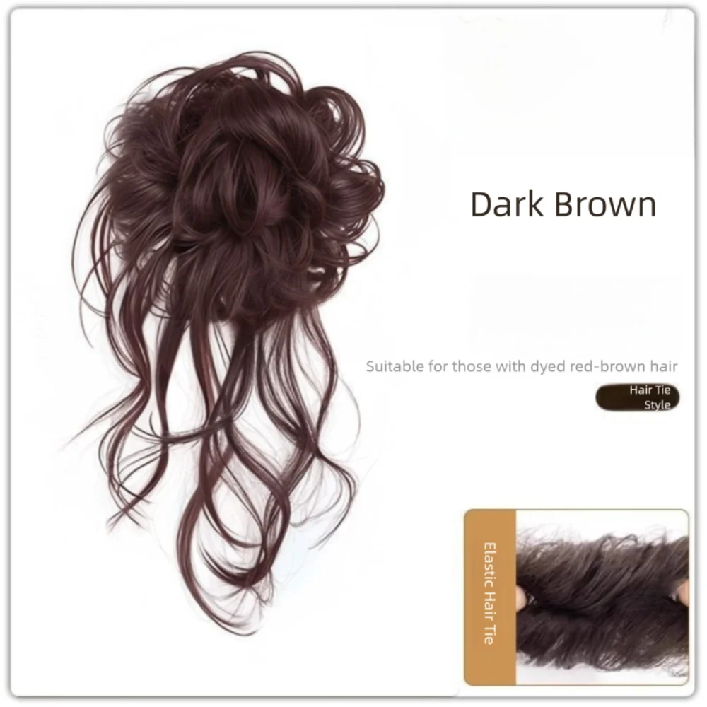 Mode Synthetische Haarknoten Klaue Clip Natürliche Schwarze Lockige Haarknoten Kopf Perücke Braun Flauschige Perücke Haar Seil Frauen – Detail 10