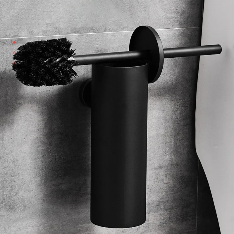 

Toilet Brush 304 Stainless Steel Black Cylindrical Brushed Vertical Wall-Mounted