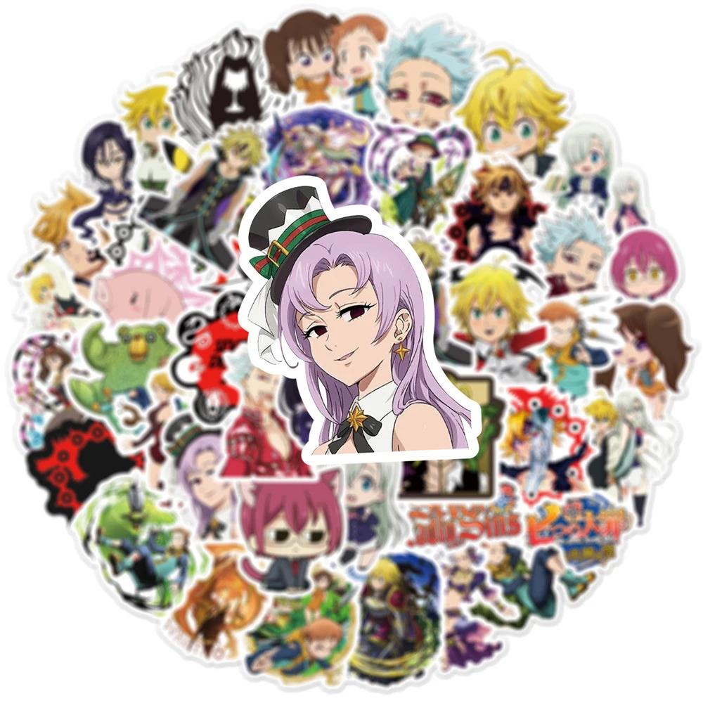 Anime-Themed Seven Deadly Sins Sticker Set – Cool Manga Decals for Water Bottles, Scrapbooking, and Phone Cases