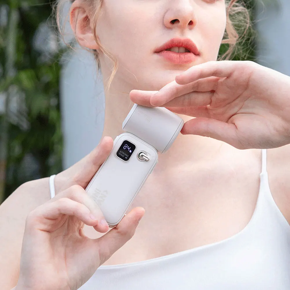 High Speed Fan LED Display Handheld Turbo Fan Rechargeable Electric Cooling Fan Mini Personal Fan for Outdoor Travel