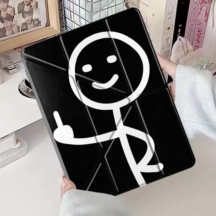 Whimsical Finger Stick Figures Tablet Case - Cartoon Art Design