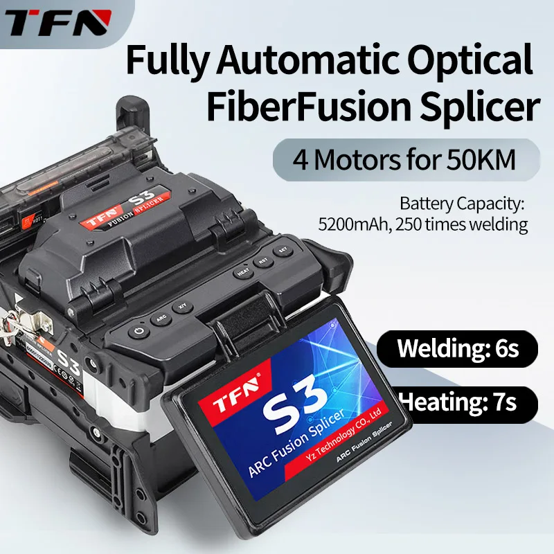 

4 Motor 50KM 5200mAh 240 Times FTTH Optical Fiber Splicing Machine Fiber Optic Fusion Splicer