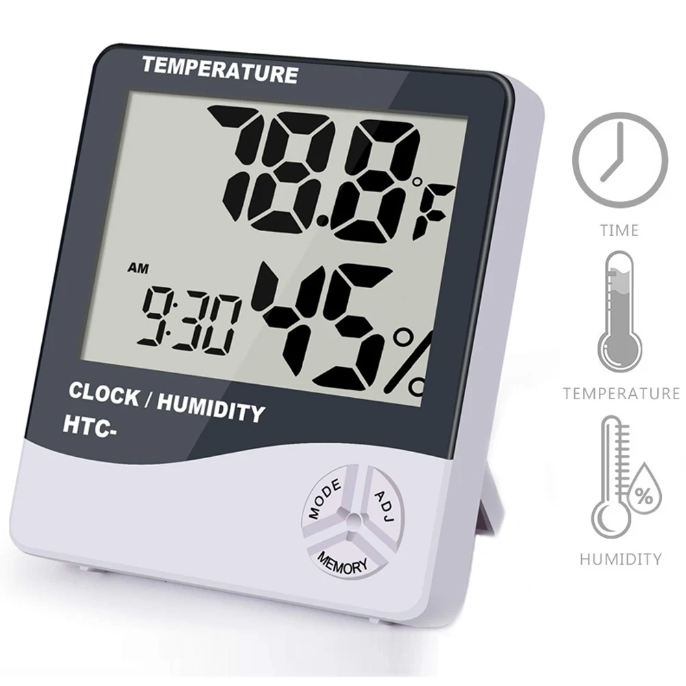 

Digital Thermometer Hygrometer Indoor Humidity Temperature Tester Weather Station Clock For Eyelash Extension Makeup