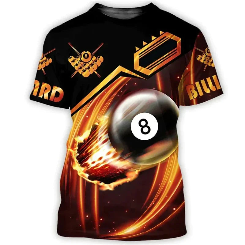 

Summer Men's Billiards No.8 Black Ball 3d Printed Men's Top Everyday Casual Men's Clothing Street Wear Short-sleeved T-shirt