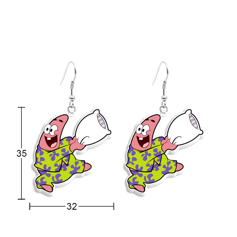 Famous Anime Hook Drop Earrings Movie Earring Cartoon Spongebob Acrylic Earrings Handmade Jewelry Epoxy Resin Fish Hook Earring 6