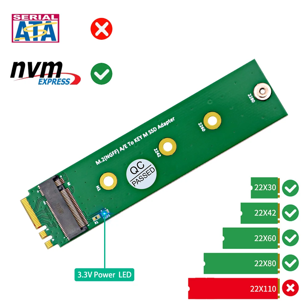

Новая версия M.2 NGFF nvme M-key SSD к адаптеру A/E/A + E key