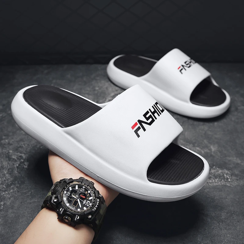 Chanclas de verano para zapatillas de playa, sandalias antideslizantes suela gruesa EVA interiores y exteriores, zapatillas baño blancas| | - AliExpress